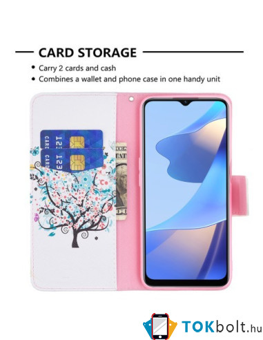 Oldalra nyíló mintás telefontok Oppo A16s telefonhoz - SZÍNES FA