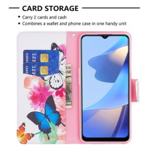 Oldalra nyíló mintás telefontok Oppo A16s telefonhoz - PILLANGÓK