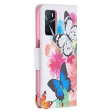 Oldalra nyíló mintás telefontok Oppo A16s telefonhoz - PILLANGÓK