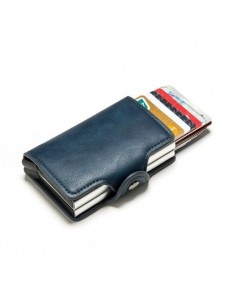 Bankkártya, igazolvány tartó tárca RFID védelemmel - 11 x 8 x 3 cm - KÉK