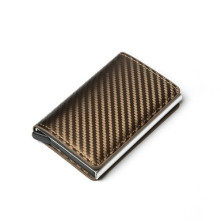 Karbon mintás bankkártya, igazolvány tartó tárca RFID védelemmel - 11 x 8 x 3 cm - ARANY
