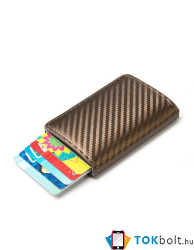 Karbon mintás bankkártya, igazolvány tartó tárca RFID védelemmel - 11 x 8 x 3 cm - ARANY