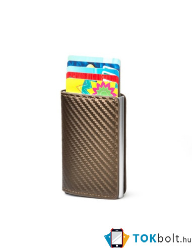 Karbon mintás bankkártya, igazolvány tartó tárca RFID védelemmel - 11 x 8 x 3 cm - ARANY