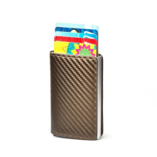 Karbon mintás bankkártya, igazolvány tartó tárca RFID védelemmel - 11 x 8 x 3 cm - ARANY