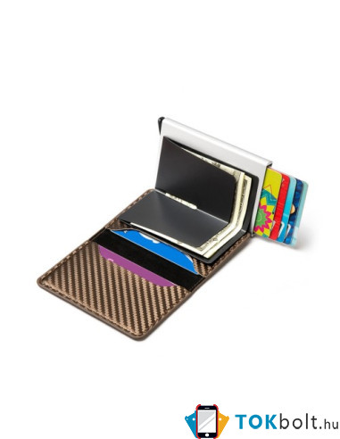 Karbon mintás bankkártya, igazolvány tartó tárca RFID védelemmel - 11 x 8 x 3 cm