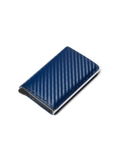 Karbon mintás bankkártya, igazolvány tartó tárca RFID védelemmel - 11 x 8 x 3 cm - KÉK