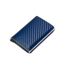 Karbon mintás bankkártya, igazolvány tartó tárca RFID védelemmel - 11 x 8 x 3 cm - KÉK