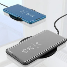 Flip telefontok átlátszó előlappal Samsung Galaxy A03s készülékhez - FEKETE