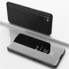 Flip telefontok átlátszó előlappal Samsung Galaxy A03s készülékhez - FEKETE
