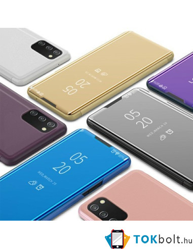 Flip telefontok átlátszó előlappal Samsung Galaxy A03s készülékhez - FEKETE