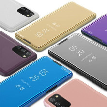 Flip telefontok átlátszó előlappal Samsung Galaxy A03s készülékhez - FEKETE