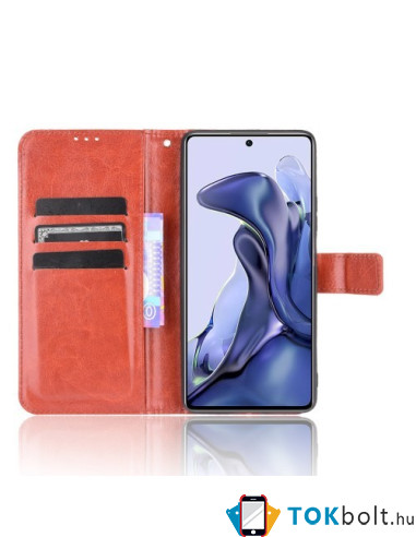 Oldalra nyíló tok Xiaomi 11T Pro telefonhoz - BARNA
