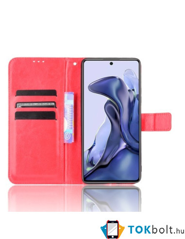 Oldalra nyíló tok Xiaomi 11T Pro telefonhoz - PIROS