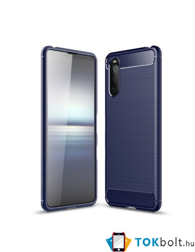 Sony Xperia 10 III karbon mintás tok - KÉK