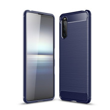 Sony Xperia 10 III karbon mintás tok - KÉK