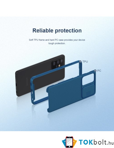 NILLKIN masszív tok kameravédővel Samsung Galaxy A52 4G/5G / A52s 5G készülékhez - KÉK