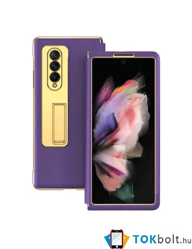 Bőr tapintású háttok Samsung Galaxy Z Fold3 5G készülékhez - LILA