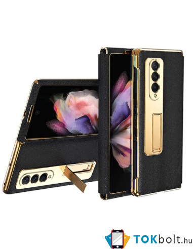 Bőr tapintású háttok Samsung Galaxy Z Fold3 5G készülékhez - FEKETE