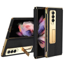 Bőr tapintású háttok Samsung Galaxy Z Fold3 5G készülékhez - FEKETE