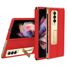 Bőr tapintású háttok Samsung Galaxy Z Fold3 5G készülékhez - PIROS