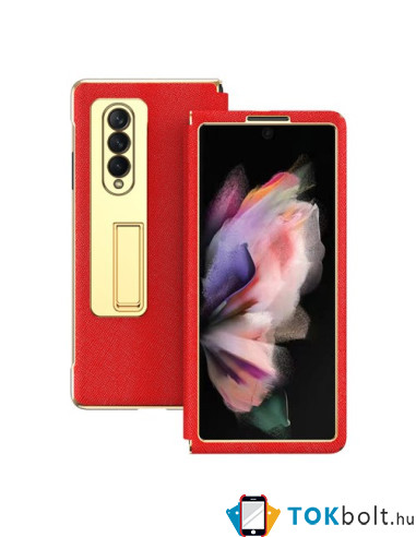 Bőr tapintású háttok Samsung Galaxy Z Fold3 5G készülékhez - PIROS