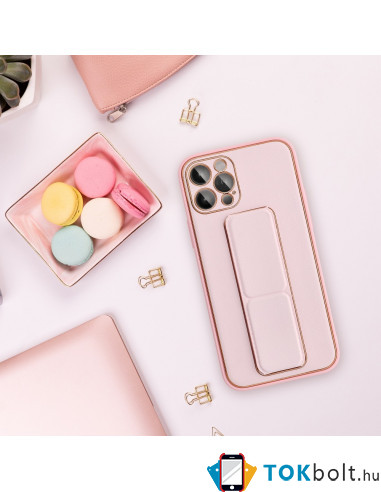 FORCELL kitámasztós bőr tapintású tok Apple Iphone 13 Pro Max készülékhez - RÓZSASZÍN